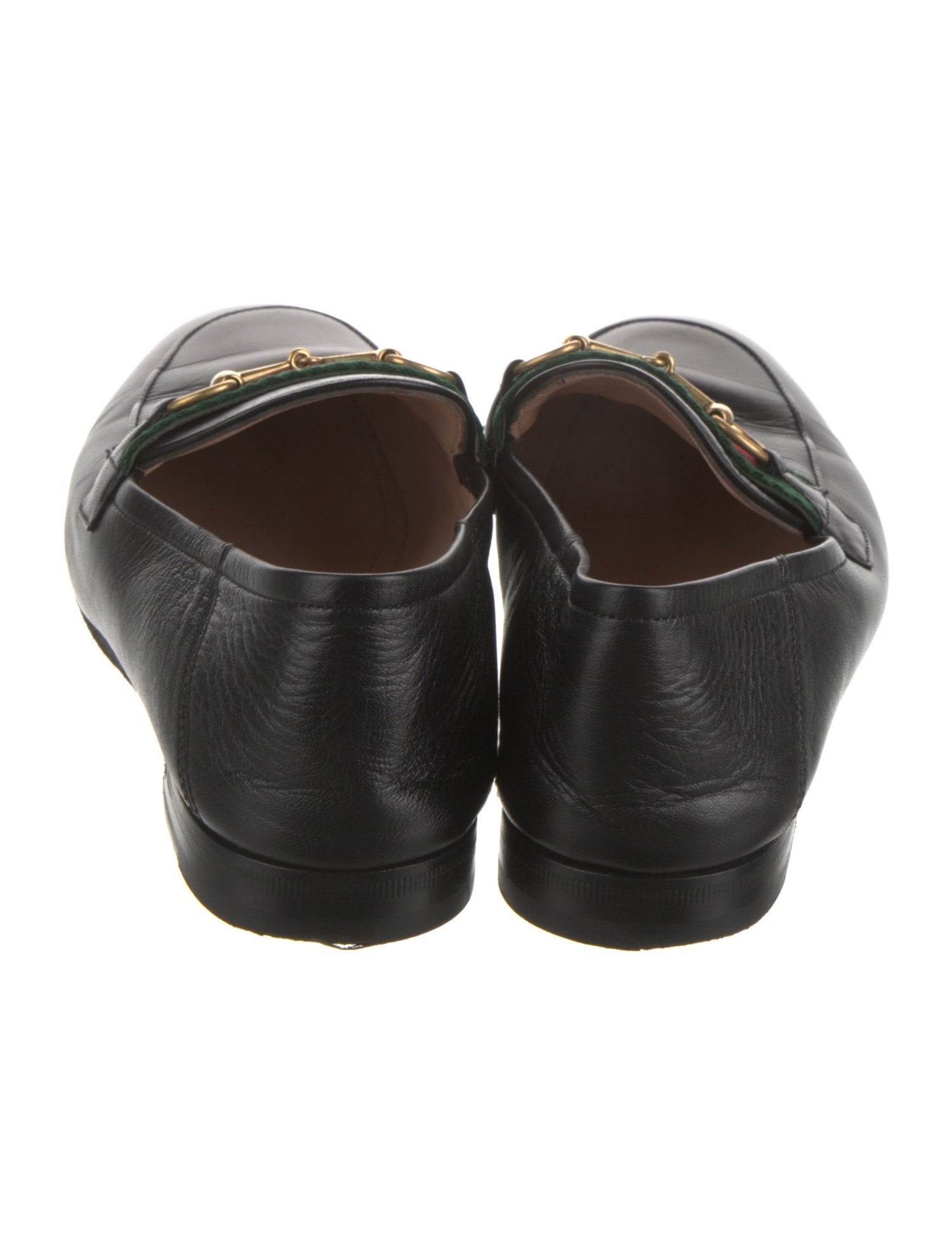 Gucci Web Accent Leather Loafers